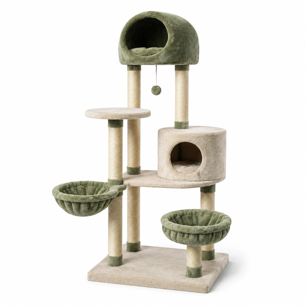 Árbol para gatos con felpa y sisal verde/beige 103 cm