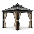 Pérgola de Aluminio con Techo de Policarbonato y Cortinas de Poliéster 3x3m