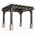 Pérgola de Madera con Base de Piedra 300x400x250 cm