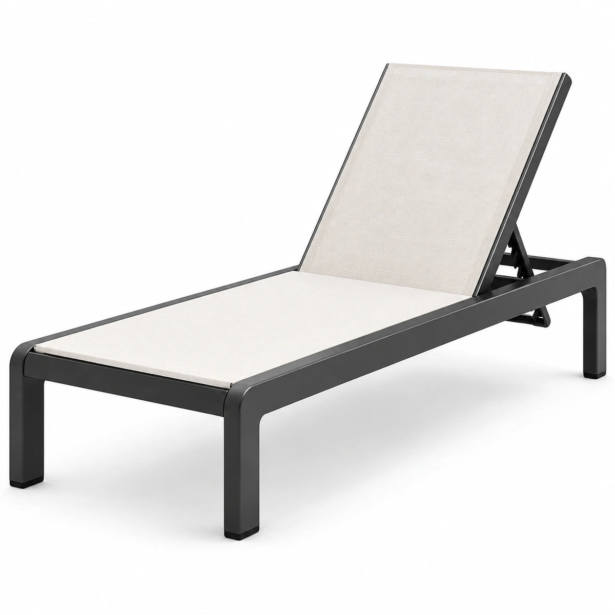 Tumbona de aluminio negra con tejido beige ajustable
