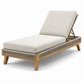 Tumbona de teca con cojines de poliéster beige