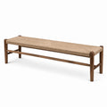 Banco de madera con asiento de fibra trenzada 150x30x45 cm