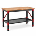 Mesa de trabajo de acero y madera con estante inferior 120x60x90 cm