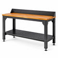 Banco de trabajo de metal con superficie de madera de haya 152 cm negro/madera