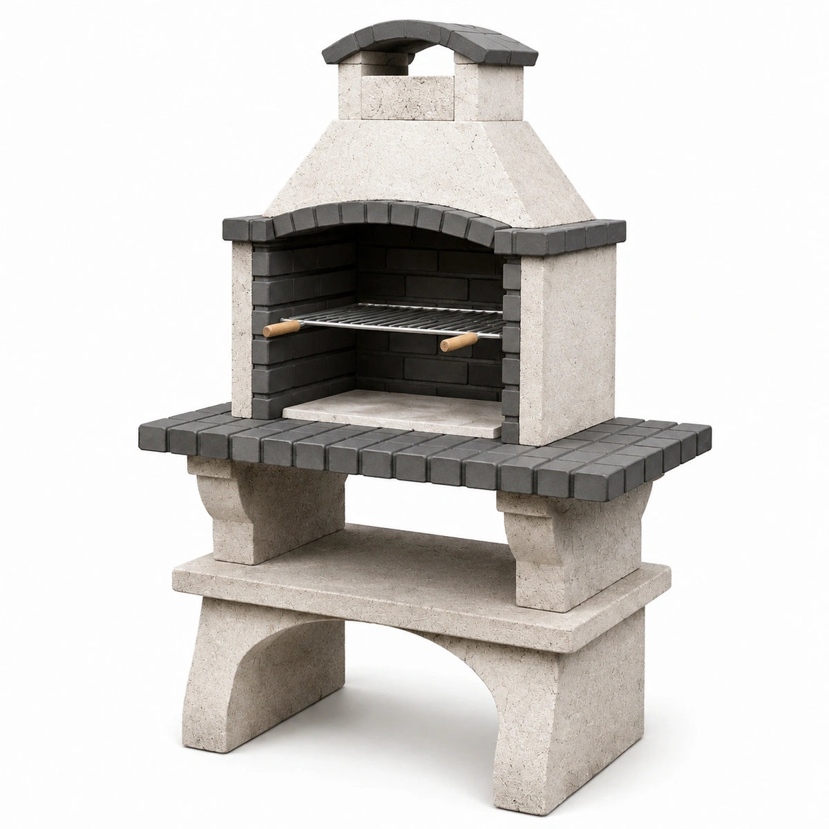 Barbacoa de hormigón con ladrillos y parrilla de acero 150x110x65 cm