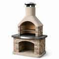 Barbacoa de ladrillo y acero inoxidable con chimenea integrada 200 cm