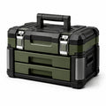 Caja de herramientas de plástico ABS con dos cajones y asas plegables