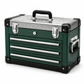 Caja de herramientas de acero verde con 4 cajones