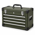 Caja de herramientas metálica verde con cerradura y asas 54x24x36 cm