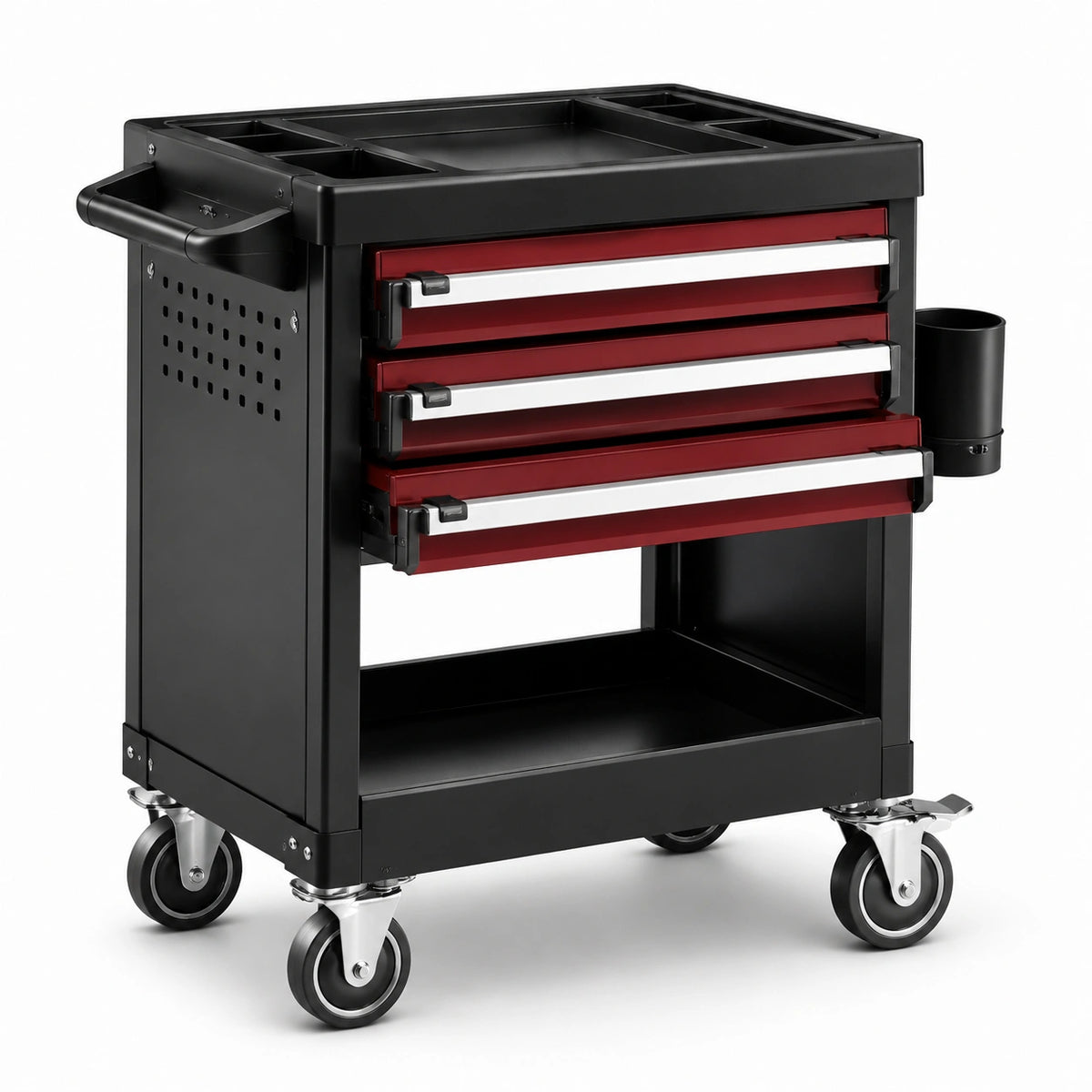 Carro de herramientas de acero con ruedas 90x50x85 cm Negro/Rojo