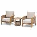 Conjunto de jardín de madera y ratán con sillones y mesa auxiliar beige