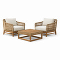 Conjunto de Muebles de Exterior de Teca y Ratán con Cojines Beige