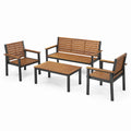 Conjunto de jardín de aluminio y madera de acacia para cuatro personas
